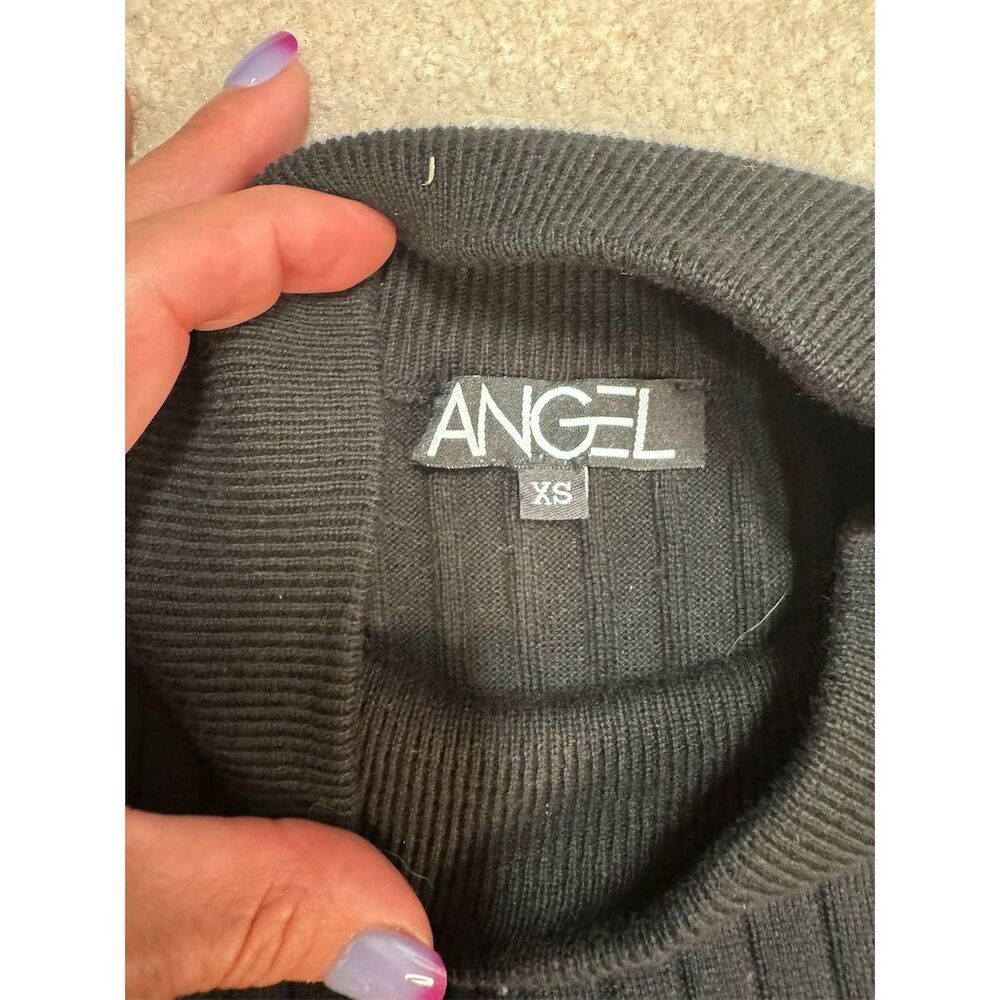 EUC Angel Women's XS Pullover Sweater Black & Pink Long Sleeve - Picture 3 of 4